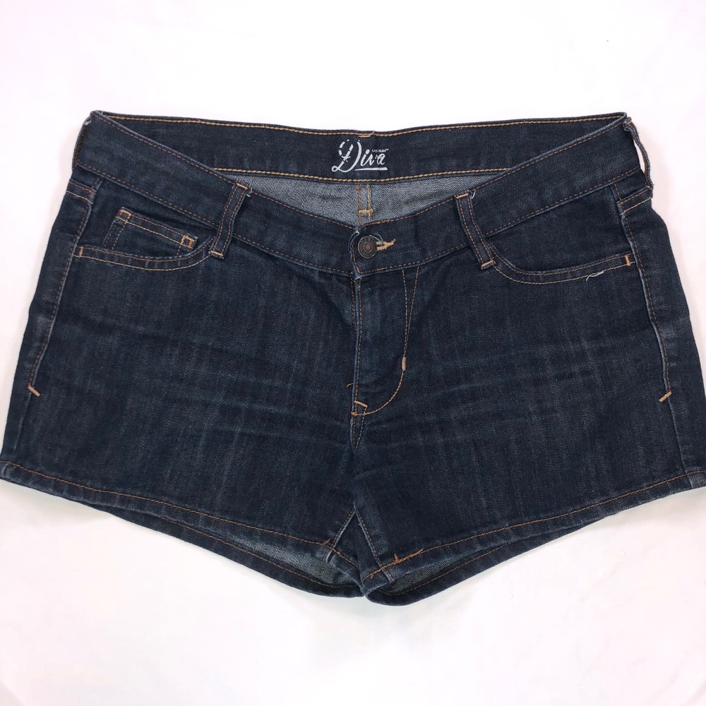 Old Navy Diva Denim Shorts Dark Wash Low Rise Blue Jean Shorts Size 8